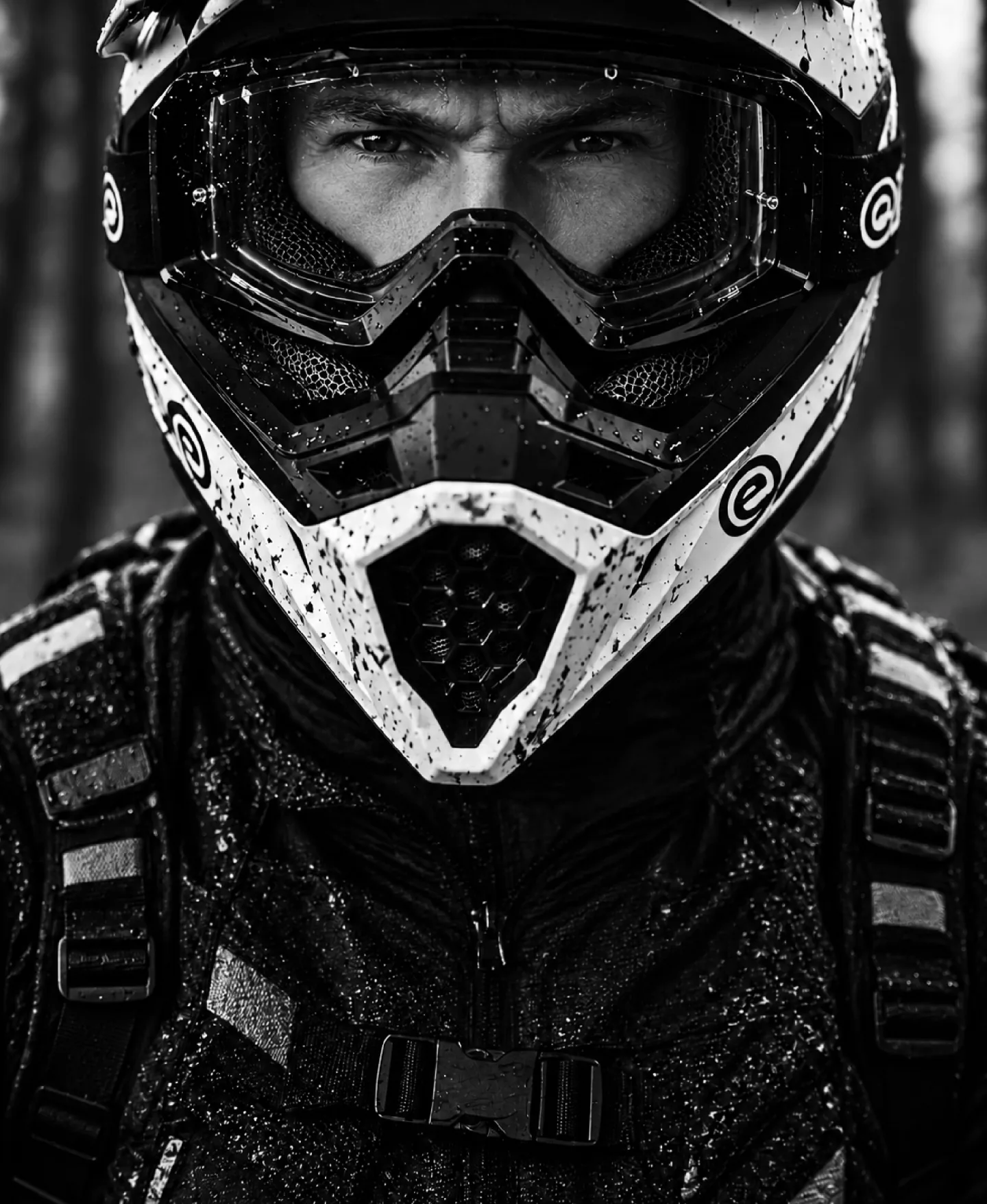 Motocycliste portant un casque, vu de près